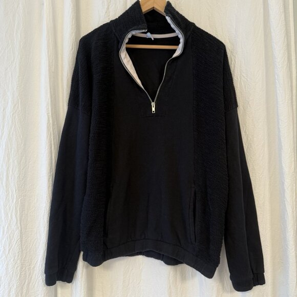Glyder Complex Quarter Zip Black Pullover Boxy Terry Sweater Women’s XL - Picture 1 of 8